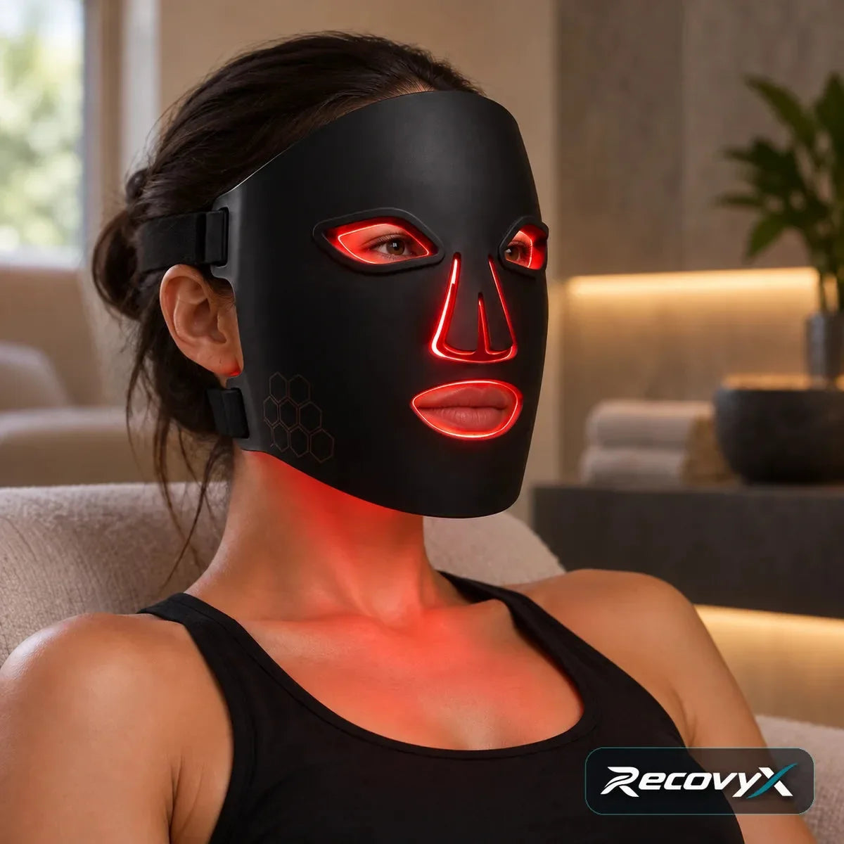 Recovyx Masque LED visage – Lumière rouge pour votre routine du soir