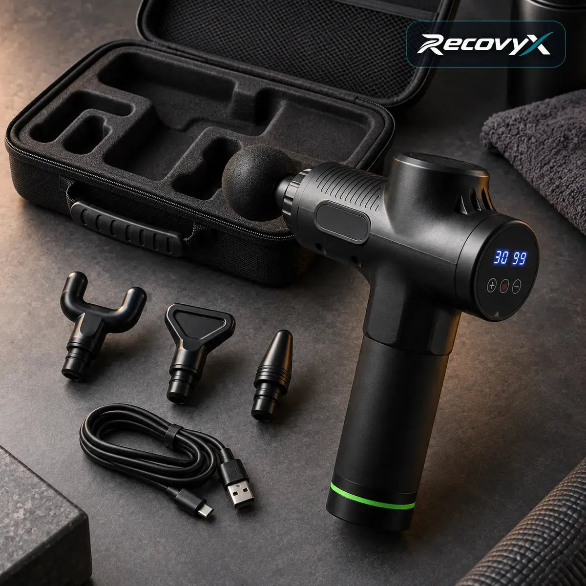 Recovyx Pistolet de massage chaud et froid – 6 vitesses, 2 températures