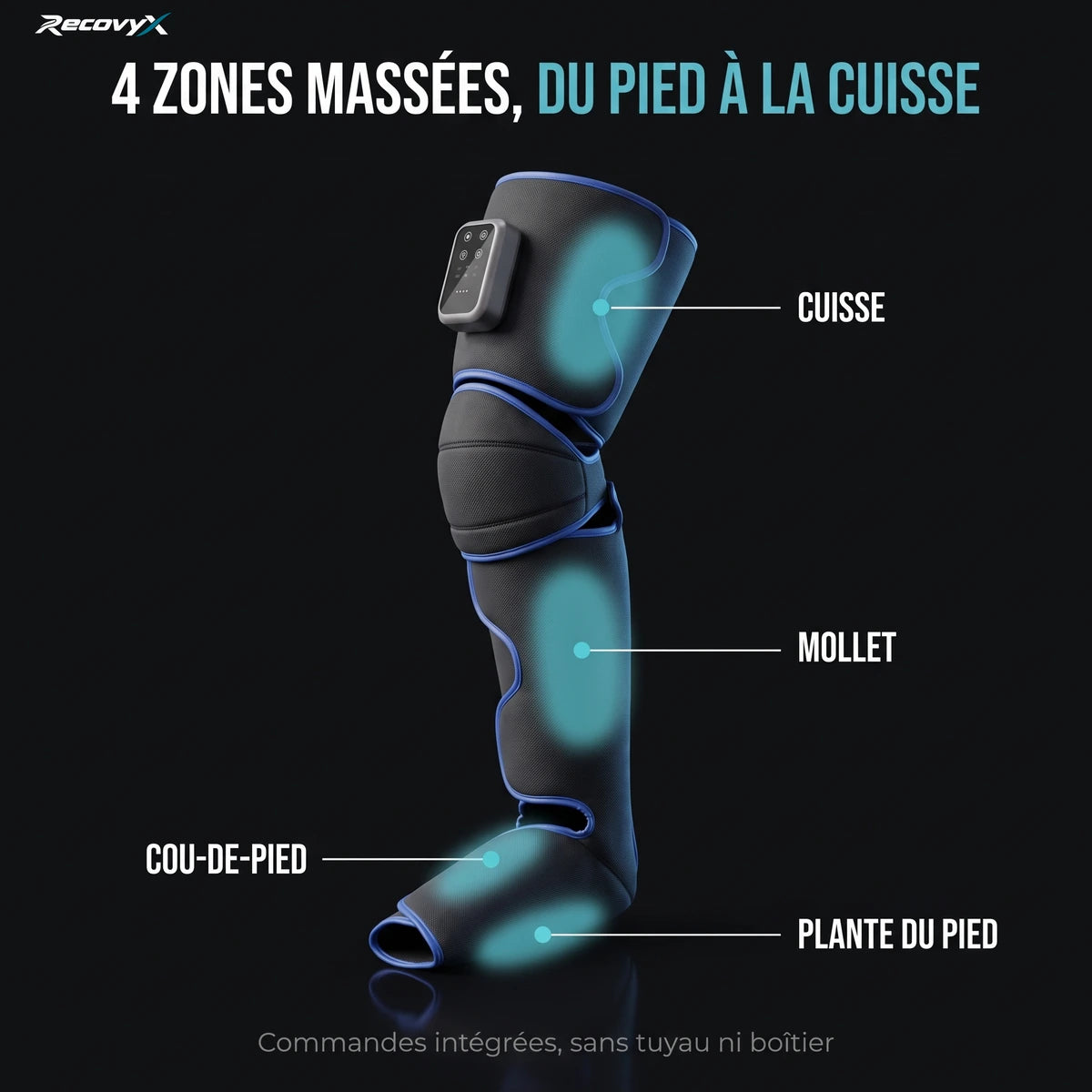 Recovyx AirWave Pro – Bottes de pressothérapie pour jambes fatiguées