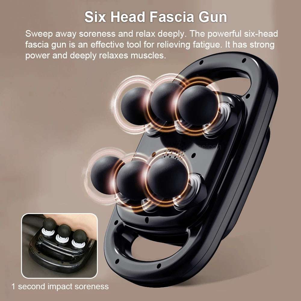 Fascia Gun Muscle Massager Six Heads High Frequency